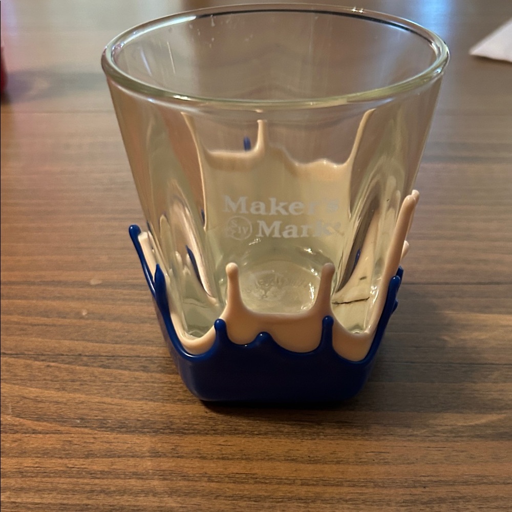 Marker’s Mark Blue/Cream Color Wax Dipped Glass